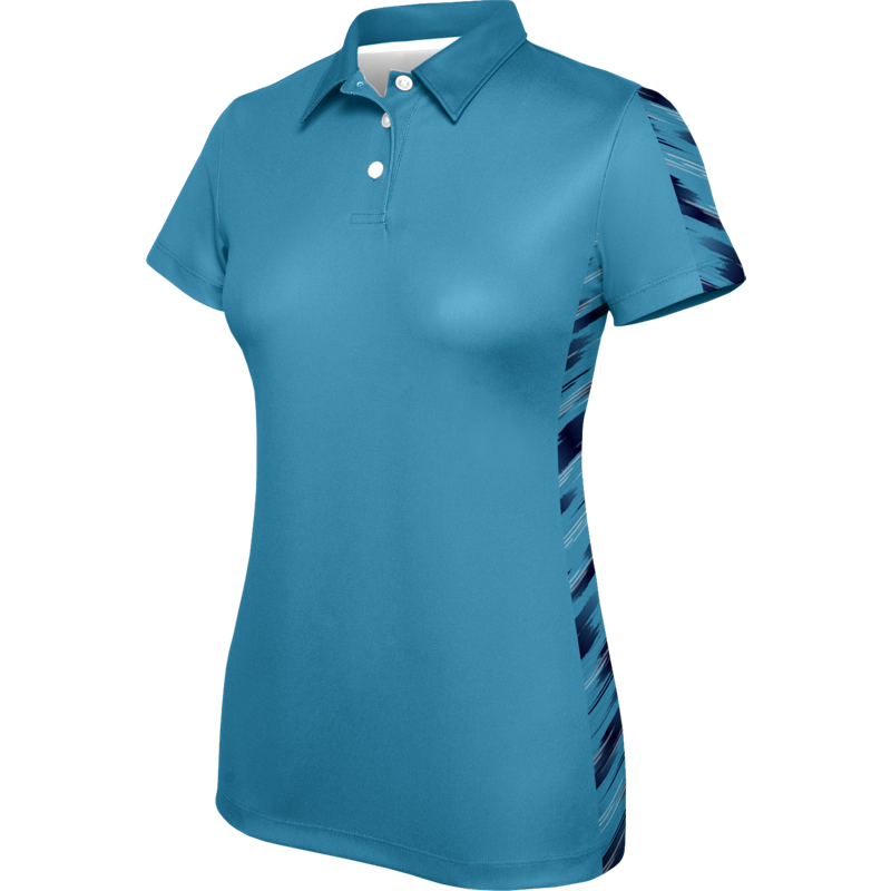 Women Solid Color Side Panel Printed Polo Shirt