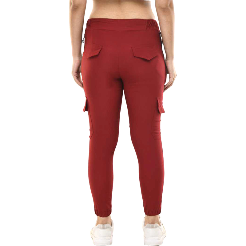 Maroon Solid Pocket Style Jooger Pants